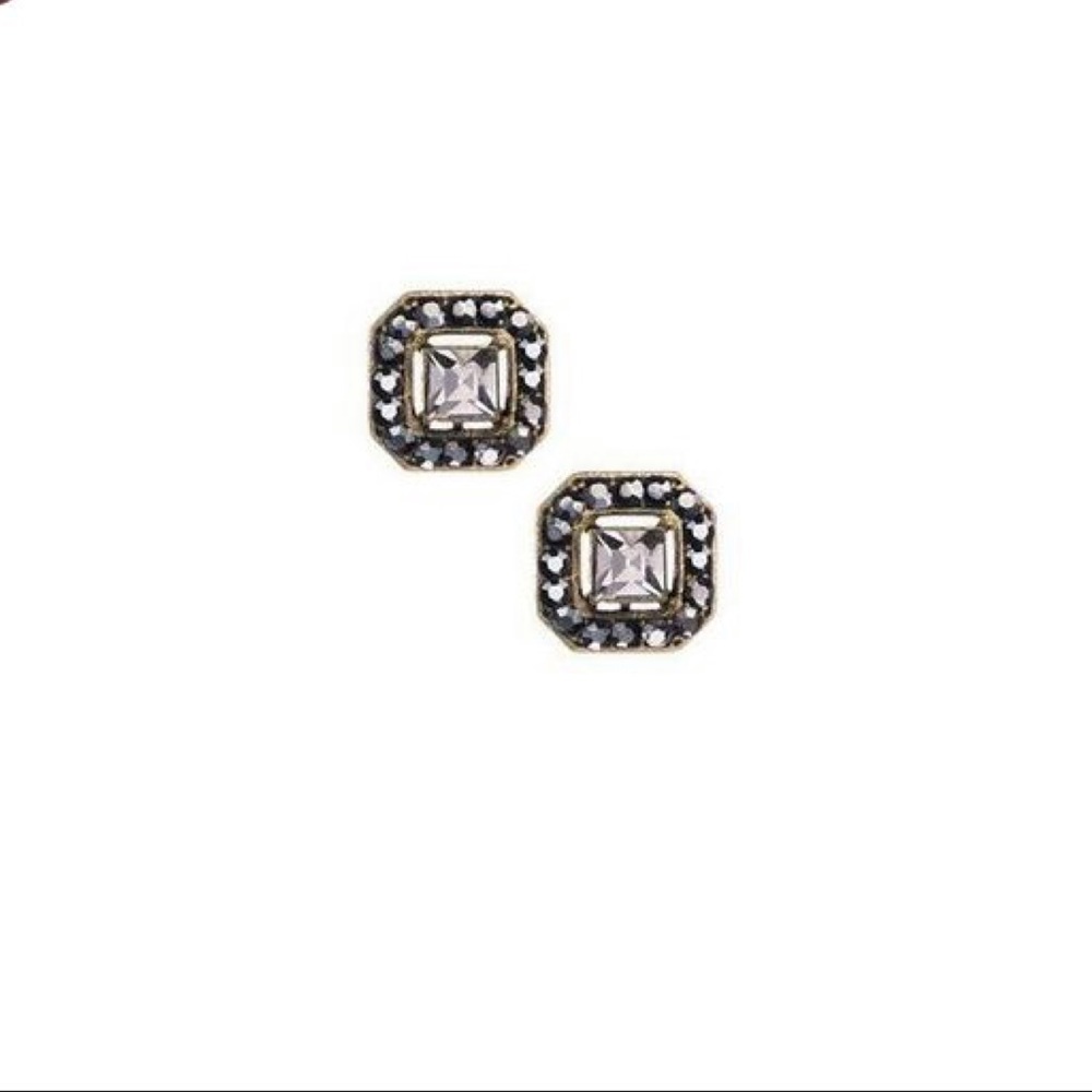 Chloe + Isabel Crystal Square Stud Earrings Black